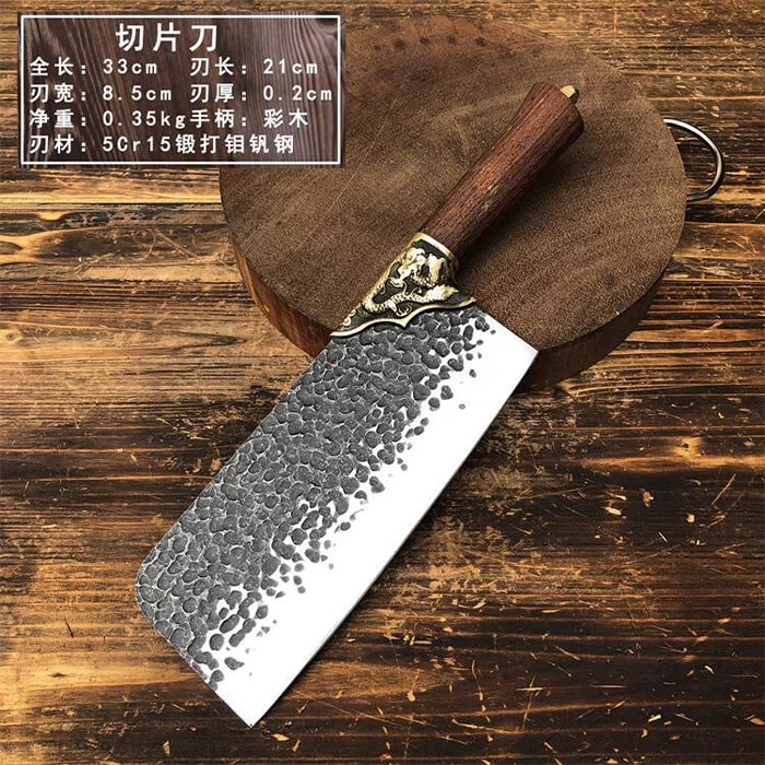 High Quality Longquan Chopper Knife Cleaver Knife Santoku Kitchen Knife Set with Rosewood Handle Brass Fittings Kk309