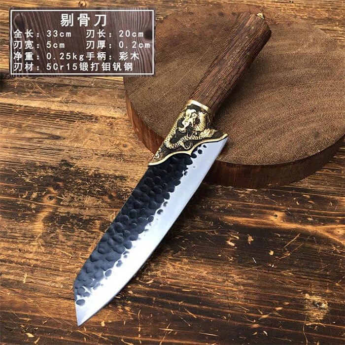 High Quality Longquan Chopper Knife Cleaver Knife Santoku Kitchen Knife Set with Rosewood Handle Brass Fittings Kk309