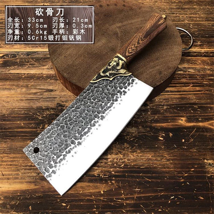 High Quality Longquan Chopper Knife Cleaver Knife Santoku Kitchen Knife Set with Rosewood Handle Brass Fittings Kk309