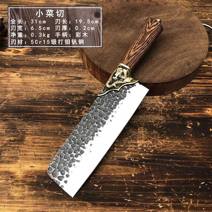 High Quality Longquan Chopper Knife Cleaver Knife Santoku Kitchen Knife Set with Rosewood Handle Brass Fittings Kk309