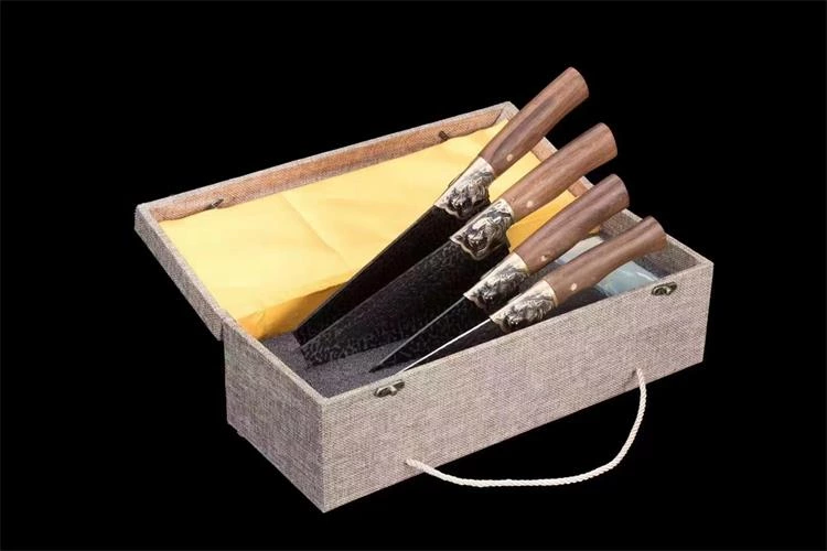 5cr15 stainless steel kitchen knife set  with brass tiger bolster KK343